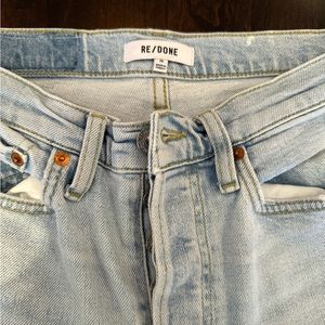 Re done high waisted light wash straight jeans